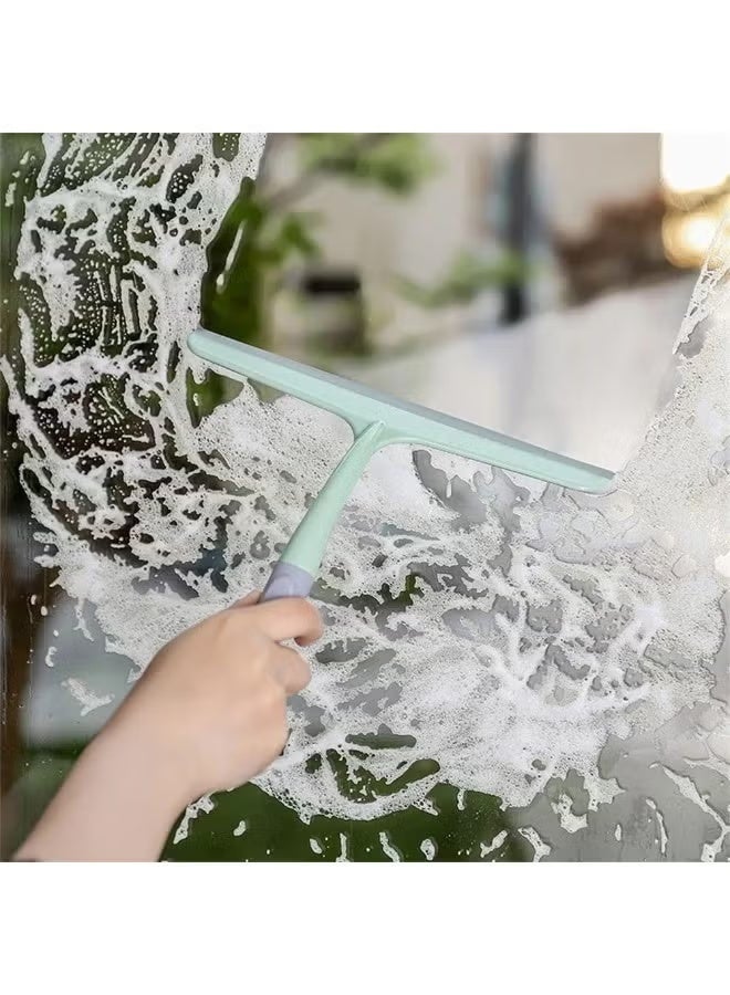 مسّاحة زجاج بسلاح سيليكون لتنظيف الشبابيك وأبواب الدش والمرايا – ممسحة مياه للحمّام والزجاج الأمامي للسيارة بمقبض مريح ضد الانزلاق مع فتحة تعليق – تنظيف بدون خطوط - Image 2